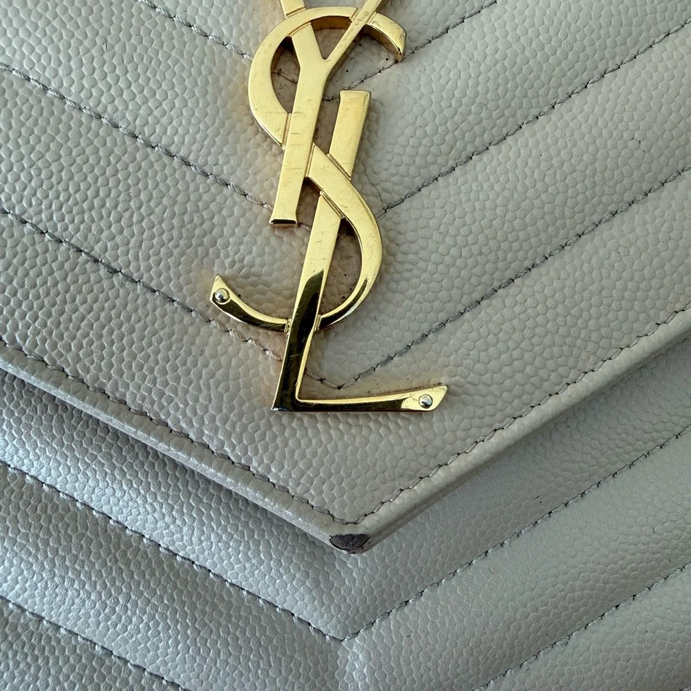 Yves Saint Laurent Classic CASSANDRE chain on wallet in grain LEATHER full set - Picture 8 of 12